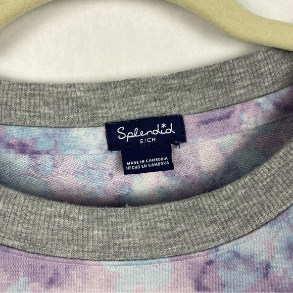 Splendid Womens Tie Dye Crewneck Sweatshirt Purple Blue Size Small Pullover - Picture 5 of 6